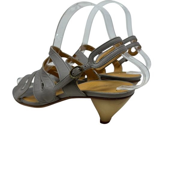 Coclico Leather Sandals Kitten‎ Heel Strappy Slingback Gray Size 38.5 US 8 8.5 - Picture 9 of 15